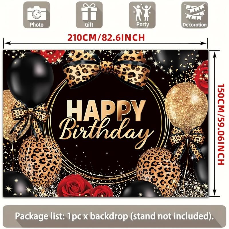 1pc, 2D flat, Happy Birthday leopard print red rose polyester backdrop, for party decorations, home, room, wsj