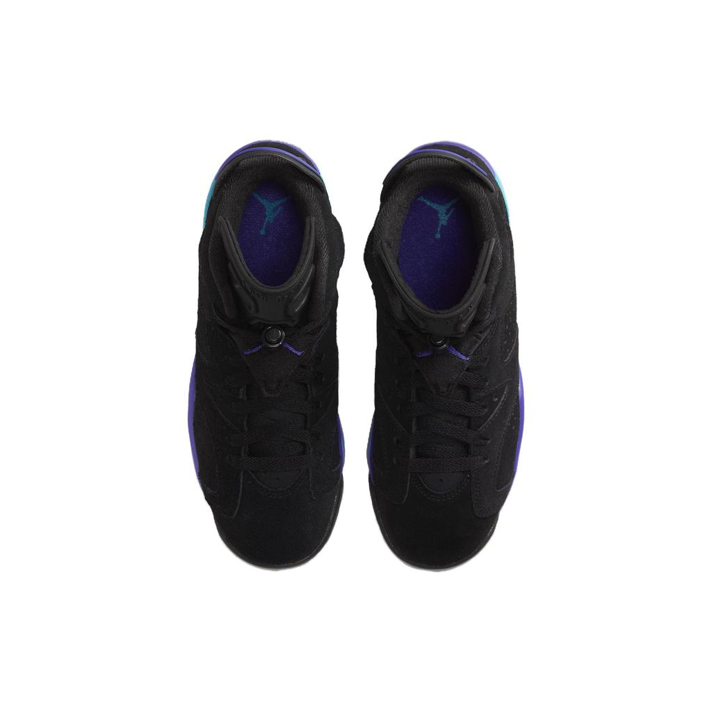 Кроссовки Air Jordan 6 Retro GS Aqua Kids, черные, яркие, Concord Aquatone 384665-004