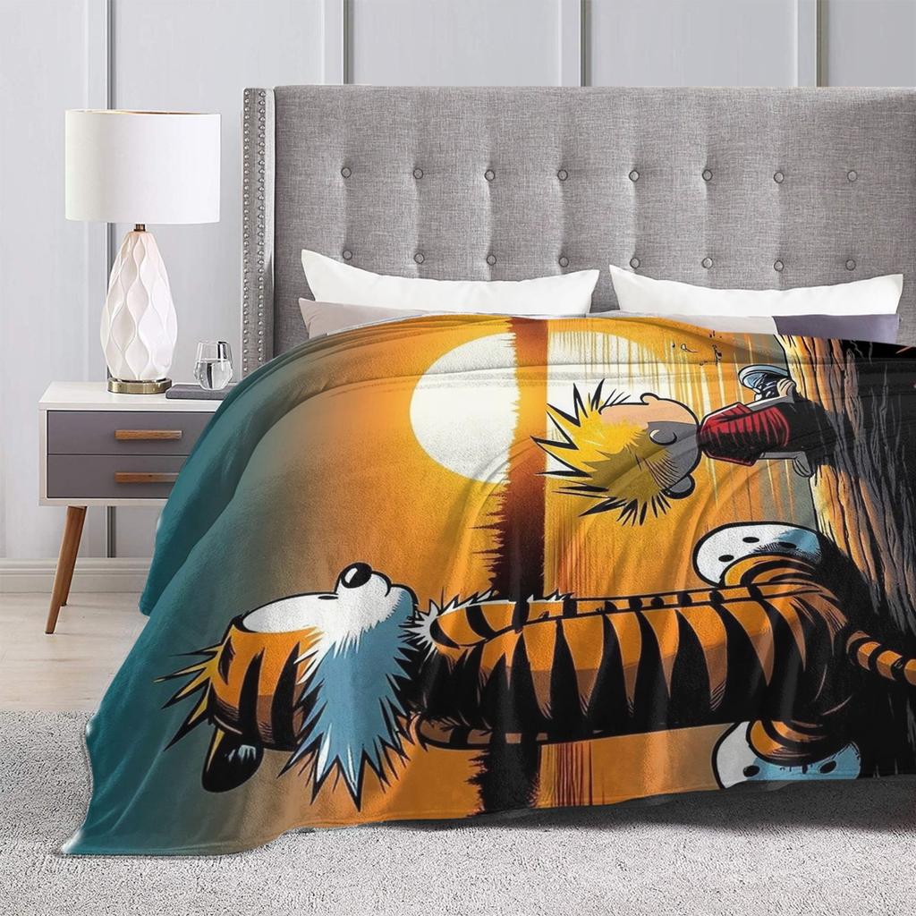 Calvined and Hobbes sunset Blanket Quality Warm Soft  Throw Blanket Winter Picnic Outdoor Fluffy Bedspread