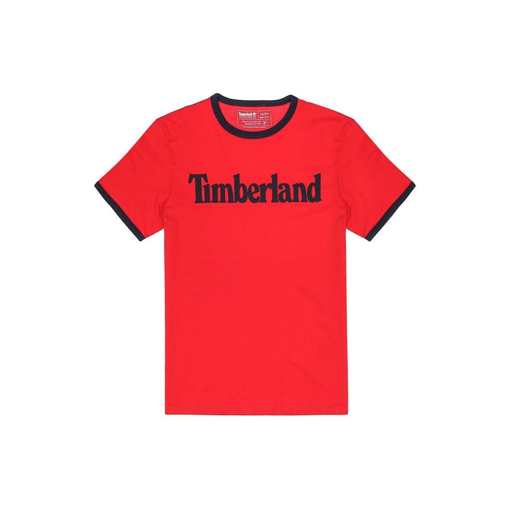 Timberland Футболка с коротким рукавом и круглым вырезом с буквенным принтом, мужская, красная A2B86P92