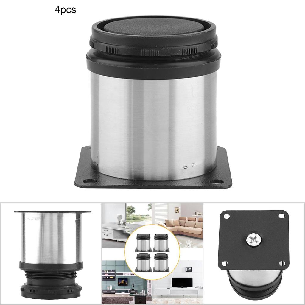 4pcs Adjustable Furniture Legs Stainless Steel Cabinet Feet for Table Bed Sofa (50*60mm)