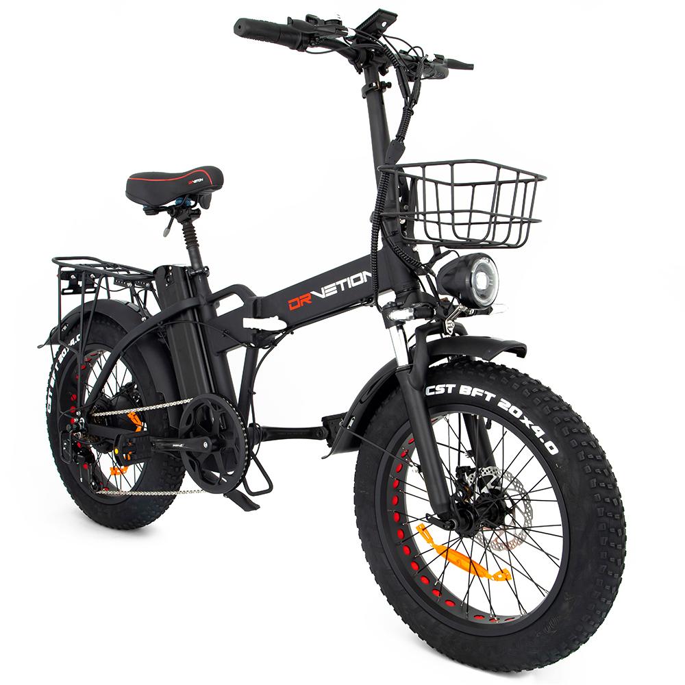 DRVETION AT20 Electric Bike 750W Motor, 48V 10Ah/15Ah/20Ah Battery, 50/65/80 KM Range, 25 KM/H Speed, 20*4.0 Inch Tires E-Bile