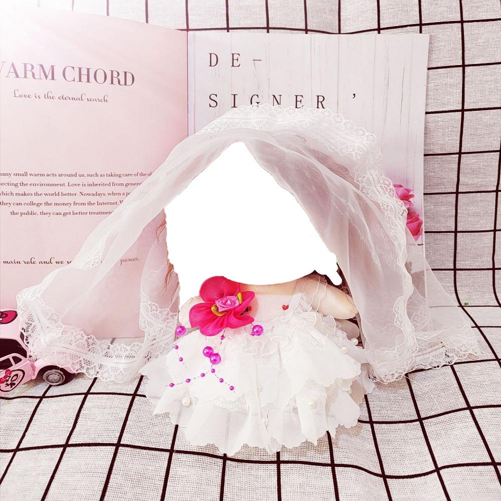 Wedding Dress Cotton Doll Outfit Dress 20cm Doll Flower Dress  DIY Keychain Pendant