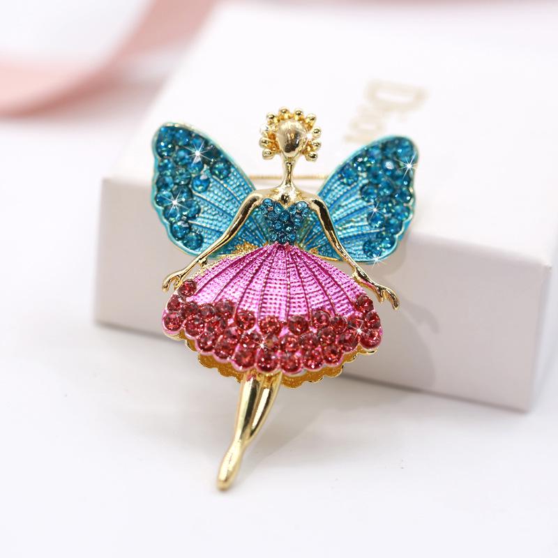 Korean Style Cute Rhinestone Angel Girl Brooch for Women's Sweater or Coat