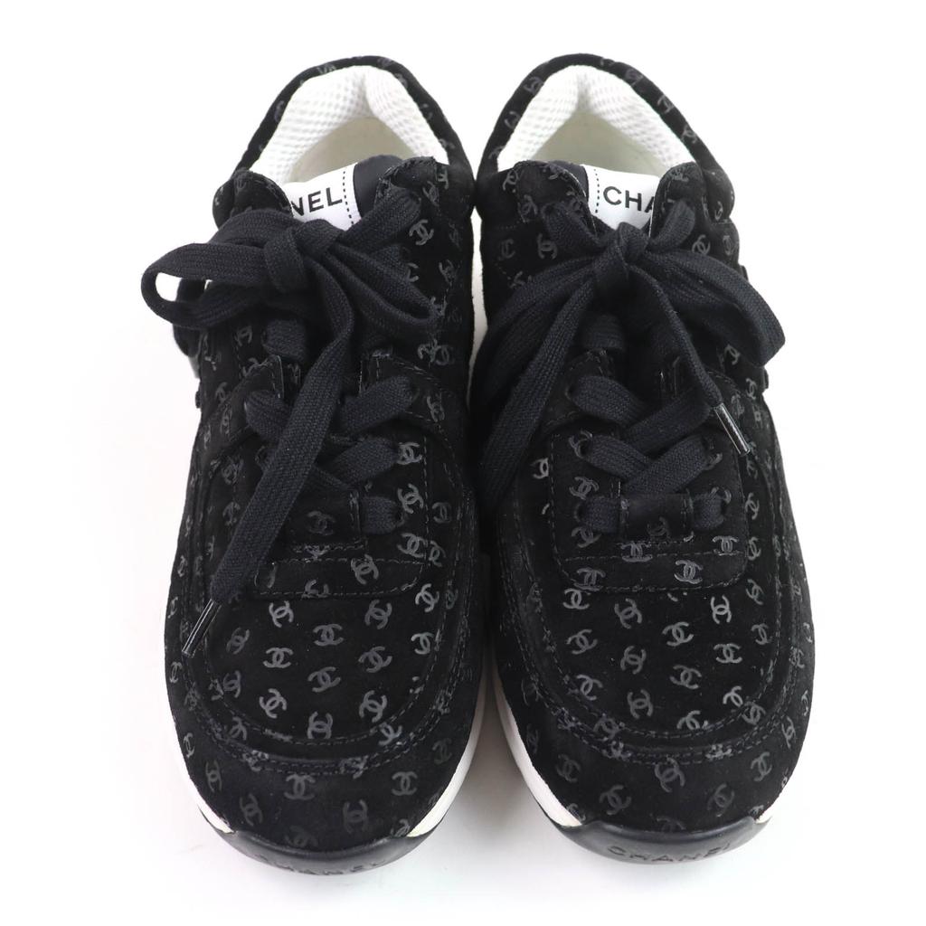 Отличные кроссовки CHANEL черные замшевые женские 37 G39230 Б/У