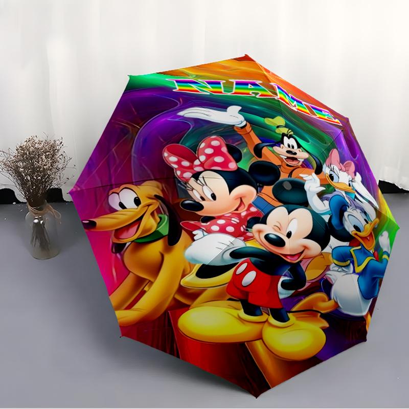 Personalized Name M-Mickey Print Umbrella - Automatic Open/Close, Eight-Rib Durable Frame, Automatic Folding Umbrella