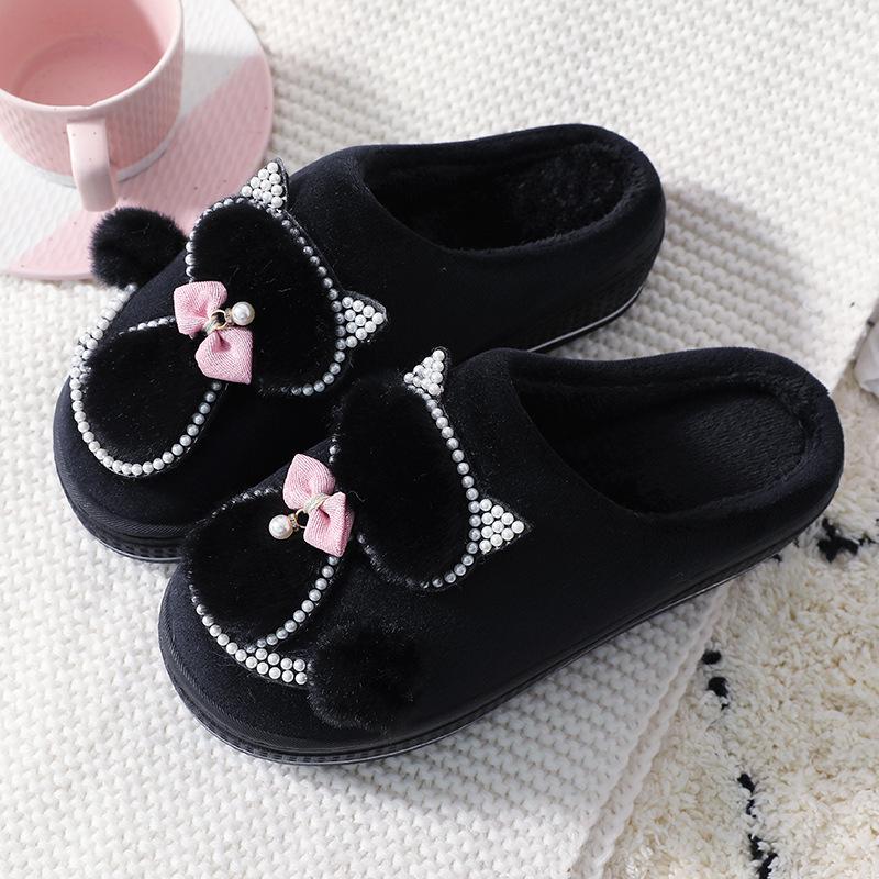 Women Cotton Slippers Cute Cat Slippers Ladies Platform Indoor Shoes for Women Winter Slippers Home Slippers Female Warm Shoes