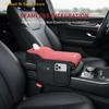 Universal Car Armrest Pad Height-Increasing Insoles Shearling Tissue Storage Box With Side Card Holder/Storage Pouch