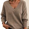 Autumn Winter New Plus Size Pullover Sweaters for Women Fashion Loose V-neck Casual Knitted Sweater Woman Solid Elegant Simple Warm Knitwear 24598