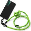 Protective Case - BOOLING - for Samsung Galaxy S21 FE - Soft Black Silicone - Sturdy Green Lanyard - Modern