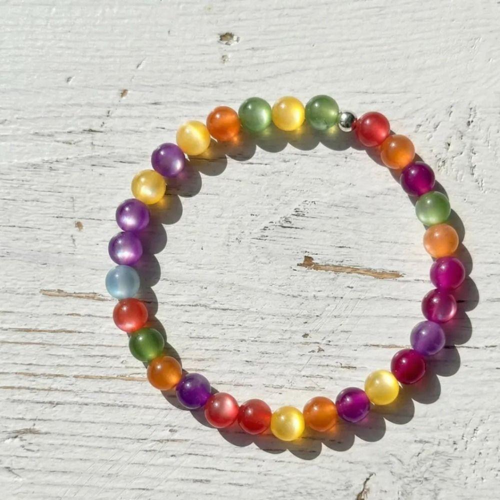 UV Reactive Beaded Necklace Bracelet Set Cat Eye UV Reactive Choker Daily Wear