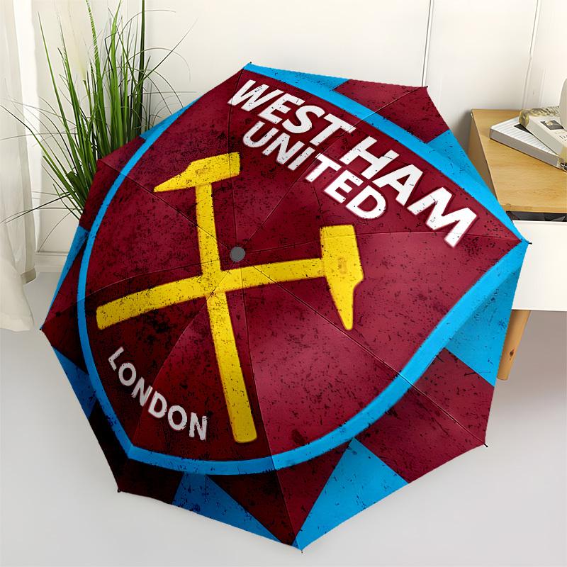 West Ham United, Лондон Автоматическое Открытие и Закрытие, 8 Ребер Прочная Конструкция Портативный Зонт, Подходит для Мужчин и Женщин в Любое Время Года Идеальный