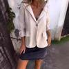 Women Soft Breathable Thin Coat Spring Plus Size Vintage Button Down Blazer Casual Solid Color Autumn Lapel Blazer Coat Ladies