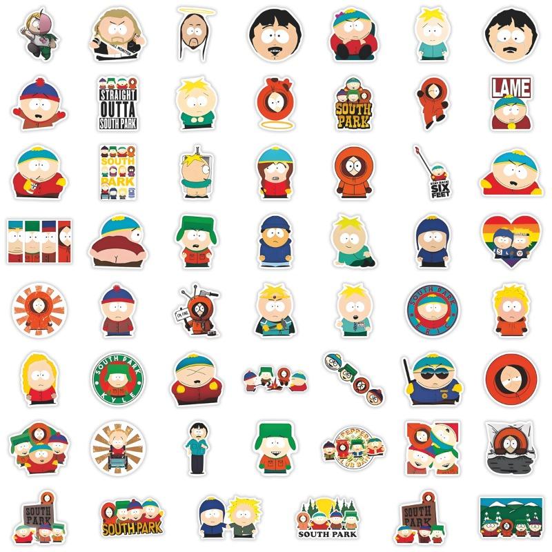 55 шт. наклеек South Park для детей | Мультяшные декали Водонепроницаемые для ноутбука, скейтборда, автомобиля, бутылки для воды Милый мультяшный стикер Подарочный набор