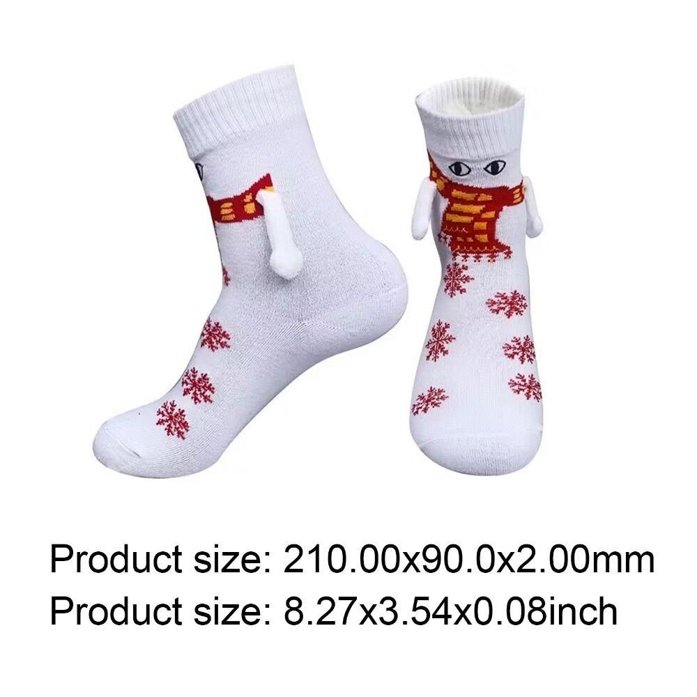 Cartoon Funny Xmas Sock Warm Mid-calf Socks Gifts Magnetic Holding Hands Socks For Women Men