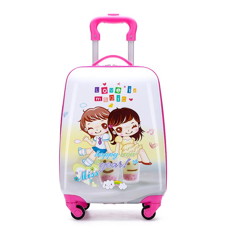 Дорожный чемодан, 18-дюймовая ручная кладь, детский подарок для мальчиков и девочек, сумка на колесике с героями мультфильмов, детский чемодан на колесиках, милый чехол на колесике с мультяшным рисунком