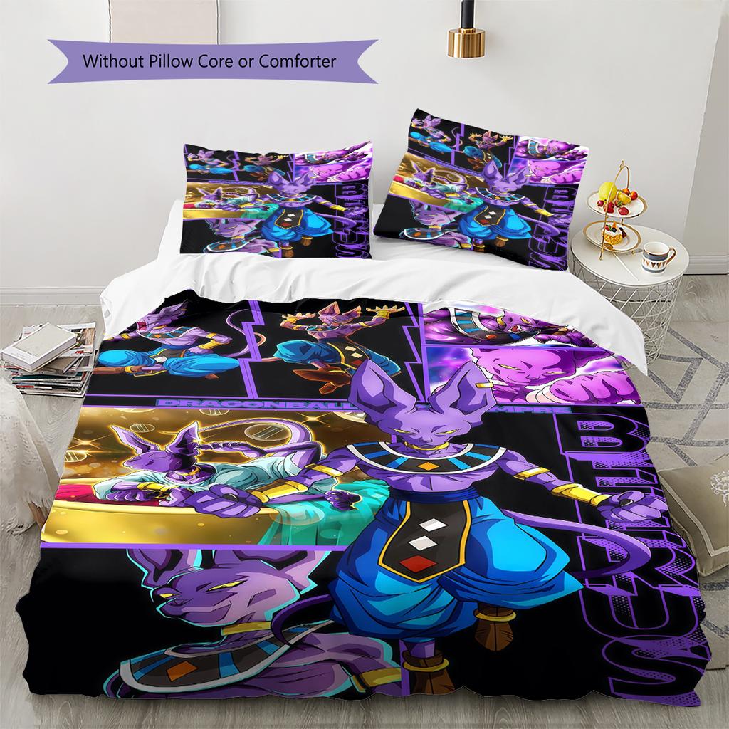 Постельное белье с рисунком DRAGON BALL, Комплект с одеялом, Пододеяльник, Наволочка, Домашний подарок на день рождения (1 пододеяльник + 2 наволочки, без наполнителя)