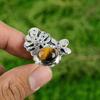 Gift For Her 925 Silver Natural TigerS Eye Gemstone Solitaire Adjustable Ring