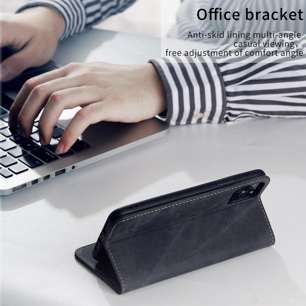 Роскошный ковбойский джинсовый кожаный чехол-кошелек для телефонной книги с подставкой для iPhone 12 Pro Samsung S20 Xiaomi Redmi Huawei с слотом для карт Business Тонкий магнитный откидной чехол