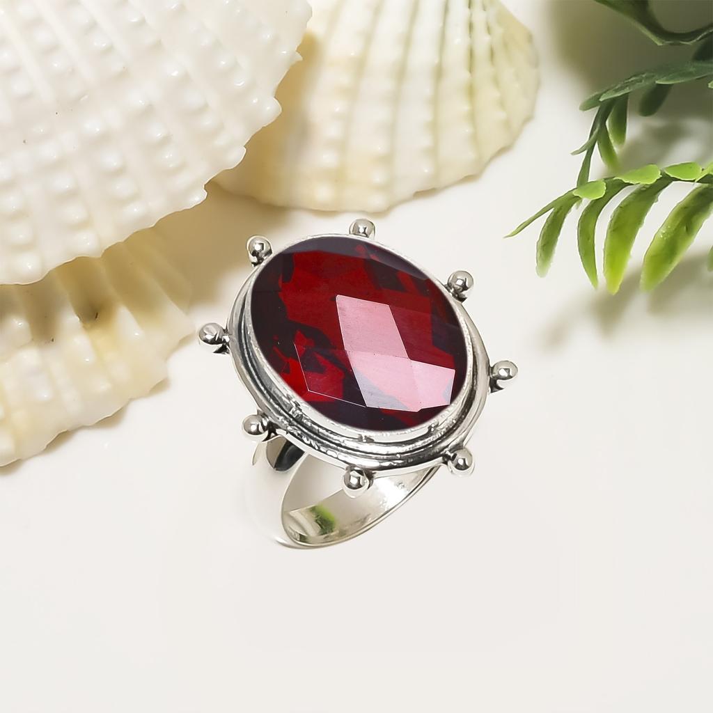 Кольцо из серебра 925 пробы с красным гранатом V6366, красное кольцо, овальное кольцо, подарок на День святого Валентина, подарок для нее, подарок на день рождения, украшения ручной работы, серебряные украшения, не