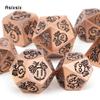 7 Pcs Copper Dragon Metal Dice Solid Metal Polyhedral Dice Set Suitable for Role-Playing RPG  Board Game Card Game