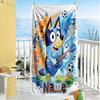 Soccer Fun Blue Customized Name Beach Towel Quick-Dry Soft Microfiber