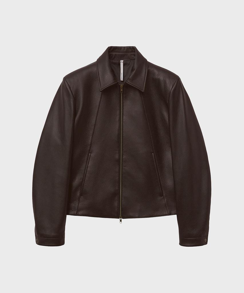 Noirer Goat Shrunken Leather Jacket (Brown)