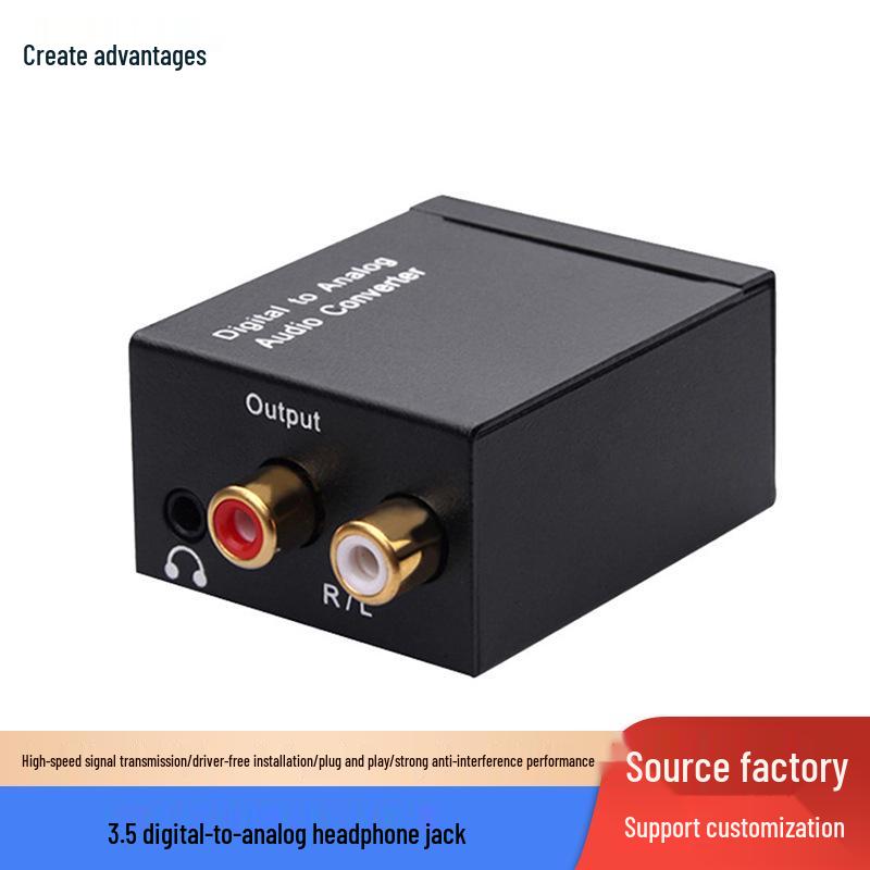 Digital to Analog Audio Converter, 3.5mm Jack, Coaxial & Optical Inputs, Plug and Play
