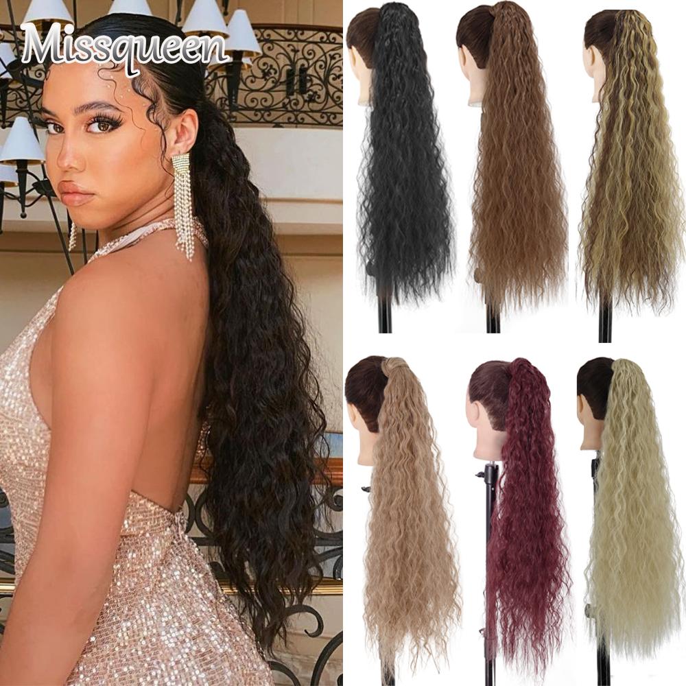 MISSQUEEN 22 34 Inch Wavy Ponytail Hair Extension Synthetic Ponytail Extension Hair for Women Ponytail Hair Hairpiece