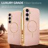 For Samsung Galaxy S25+ Phone Case Carbon Fiber Textured Electroplated TPU Back Cover