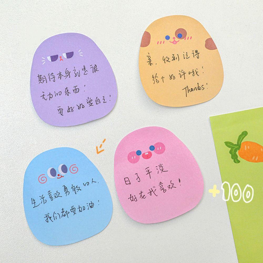 60 Sheets Sticky Notes Cartoon Message Paper Stationery Messages Sticking Paper Girls