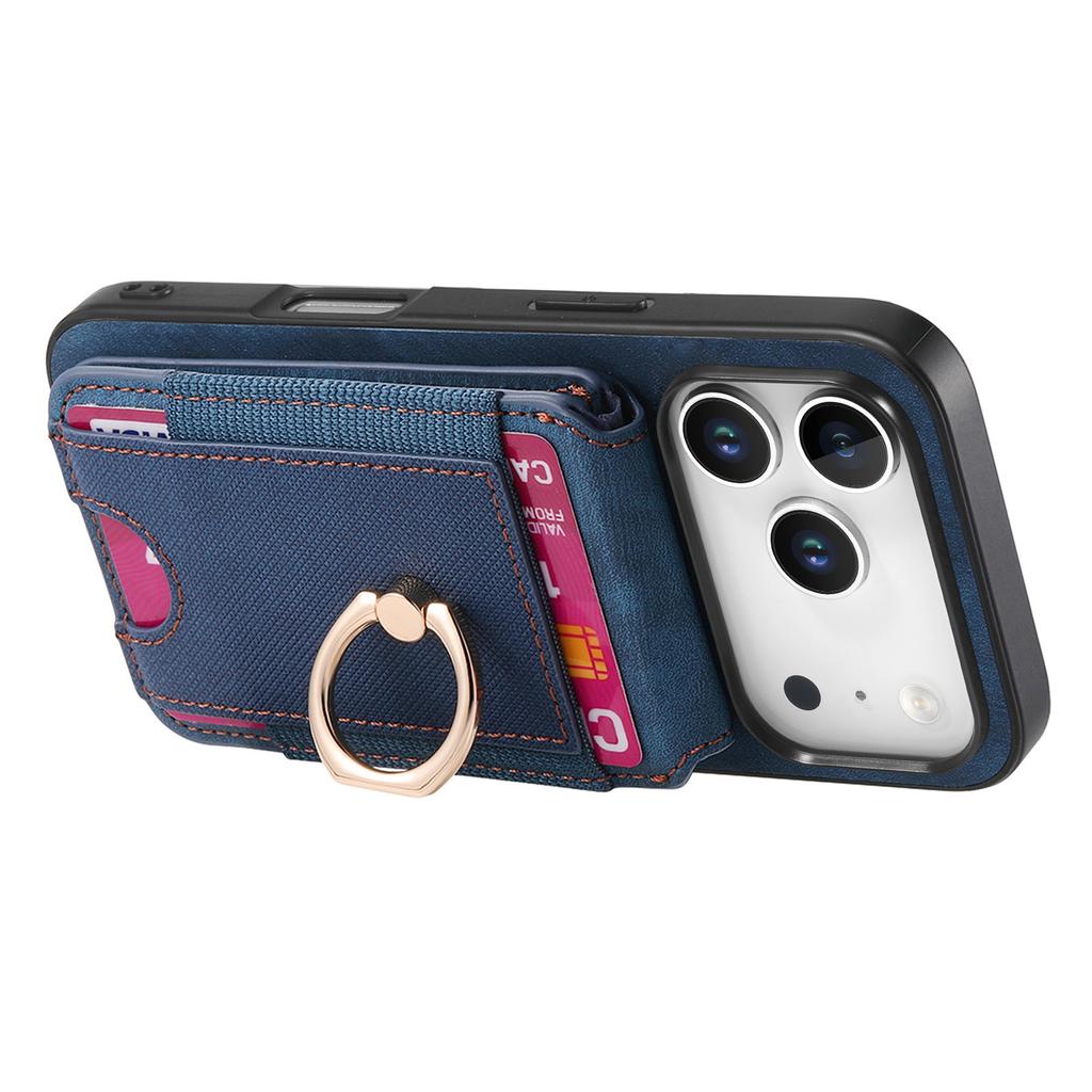 For iPhone 17 Pro Case Compatible with MagSafe Leather Back Cover with Detachable Card Holder Kickstand