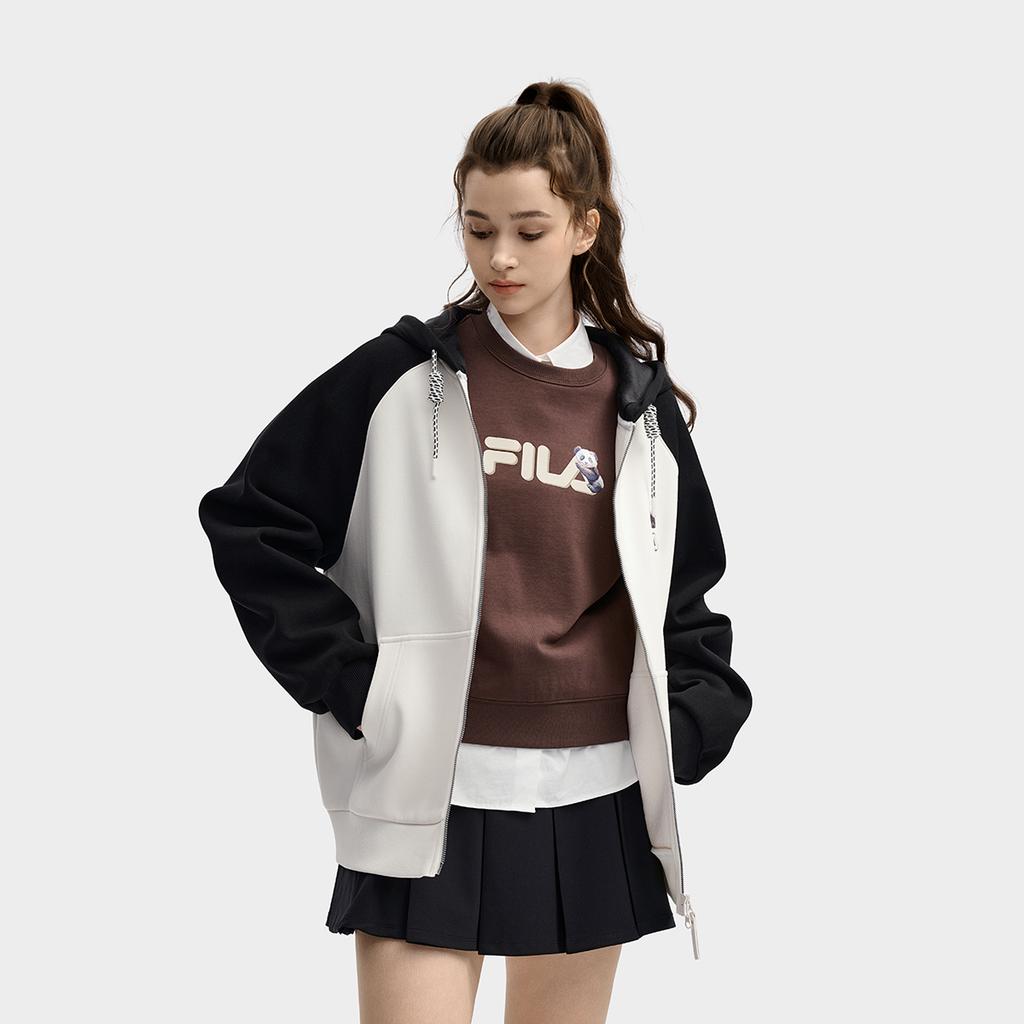 Fila Наследие Вышивка Панда Классическая Индивидуальность Модный Тренд Простая Повседневная Теплая Удобная Толстовка с Капюшоном Свободного Покроя Флис F51U548501F-WT