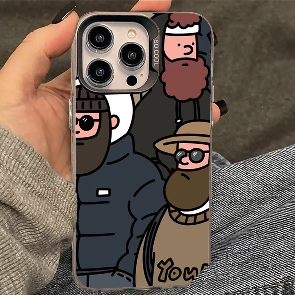 Роскошный Мультяшный Мужской Чехол Для Телефона Для iPhone 17 16 15 14 13 12 11 XS XR X Pro Max Plus Цветной Посеребренный Чехол
