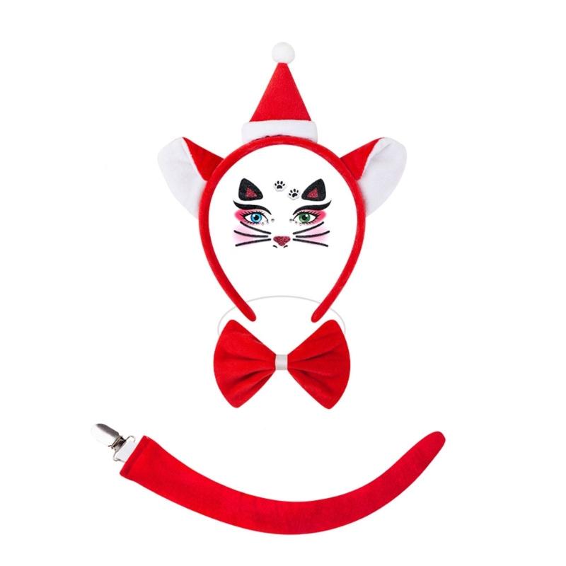 Кошки Животное Ролевая Игра Костюм Кошки Повязка на Голову Хвост Галстук-бабочка Юбка Хэллоуин Кошачий Костюм Аксессуар для Детей Мальчика Девочки Косплей