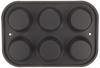 Tiger Crown Muffin Pan Set, Black, 190 x 273 x 30 mm, 6-pack, Steel, Silicone Resin Coating, Heat Resistant up to 250°C, Item No. 5068