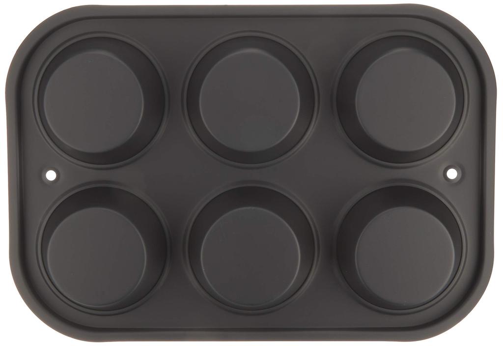 Tiger Crown Muffin Pan Set, Black, 190 x 273 x 30 mm, 6-pack, Steel, Silicone Resin Coating, Heat Resistant up to 250°C, Item No. 5068