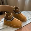 Модные зимние женские сноубутсы на платформе с круглым носком 2025 Новинка на подкладке Теплая женская обувь по акции Готический шик и элегантные ботильоны-носки