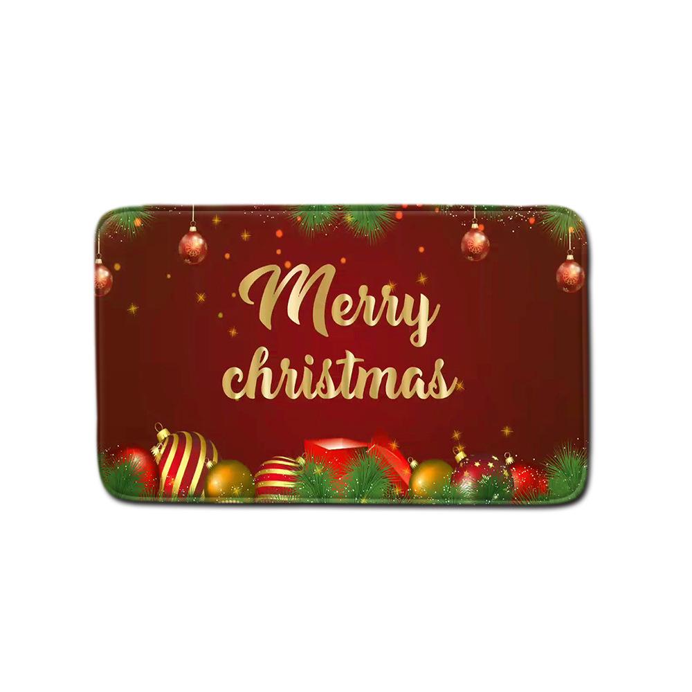 Christmas Bathroom Shower Curtain Toilet Floor Mat Four-Piece Bathroom Non-Slip Door Mat Kitchen Bedroom Absorbent Carpet