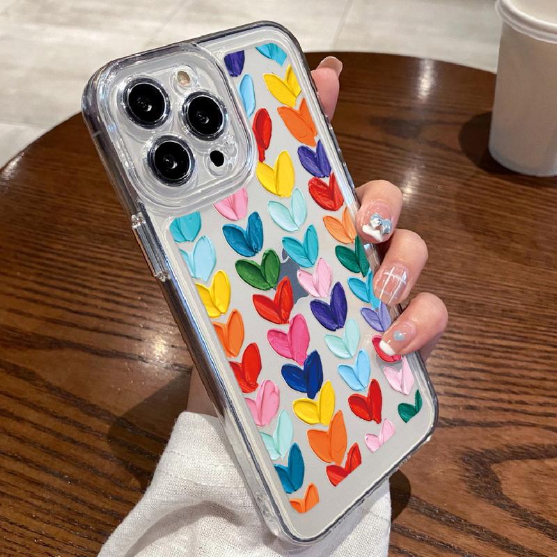 Прозрачный чехол с цветочным принтом для iPhone 16 15 14 11 Pro Max 13 12 Mini 15 14 Plus XR Xs Max 7 8, защита объектива, ударопрочный цветной силиконовый чехол