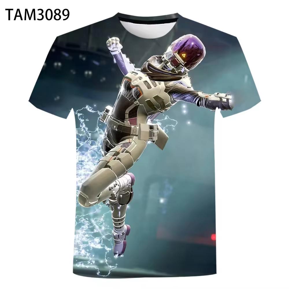 Round Neck 3D Apex Legends Game Graphic Print Casual Shorts Sleeved Men's T-shirts - Soft Medium Stretch Polyester Fabric Summer Relaxed Fit Clothing