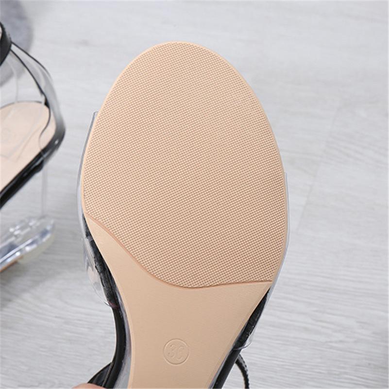 Женские фетиш-сандалии на высоком каблуке 8 см на танкетке и платформе, женские прозрачные босоножки из плексигласа на массивном каблуке, прозрачные туфли для ночного клуба