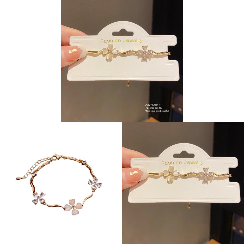 Zircon Floral Charm Bracelet For Women With Luxurious Finish And Daily Wear