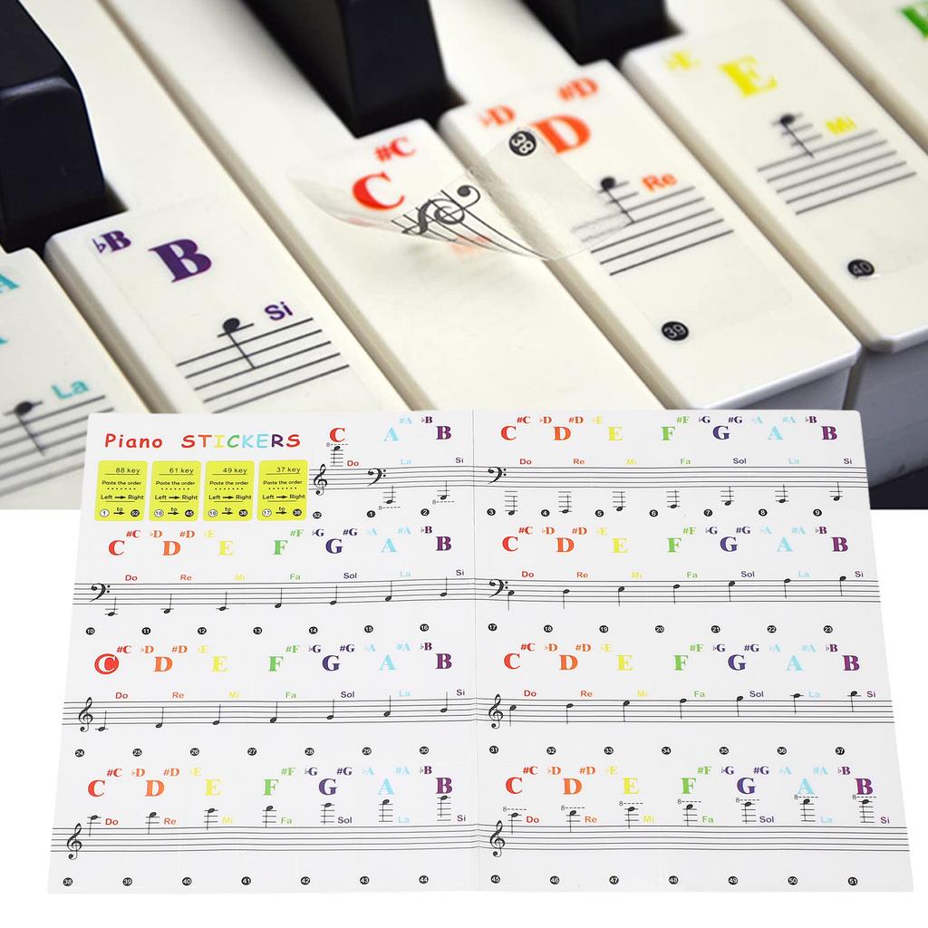 Piano Keyboard Stickers Multipurpose Removable Transparent Piano Keyboard Note Labels for 88 61 49 3