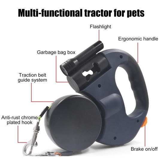Выдвижной поводок для домашних животных, не спутывающийся, двойной ремень для выгула собак с дозатором для пакетов для фекалий и