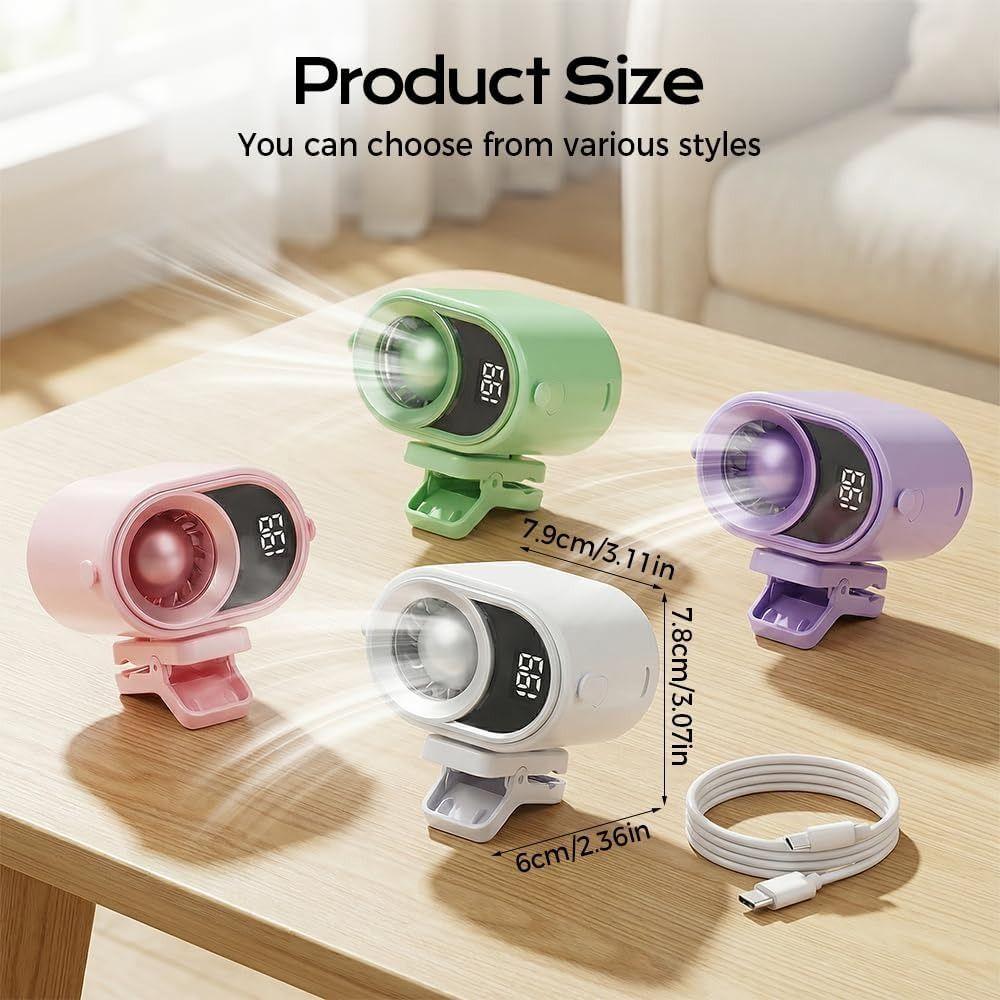 4 Speeds Silent Mini Bladeless Electric Fan LED Display Clip-on Fan New Air Cooler