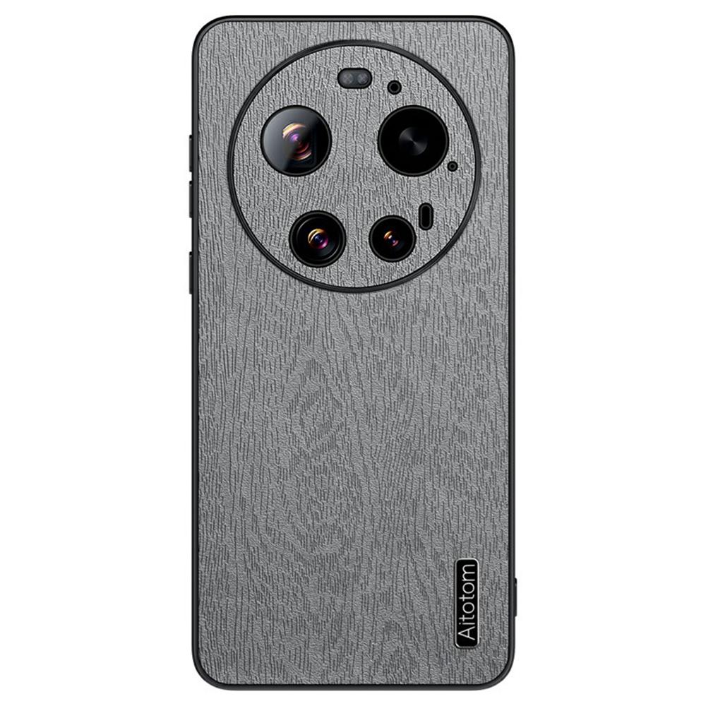Чехол для Xiaomi 17 Ultra 5G с текстурой дерева, покрытый ПУ-кожей, ПК ТПУ, Чехол для телефона