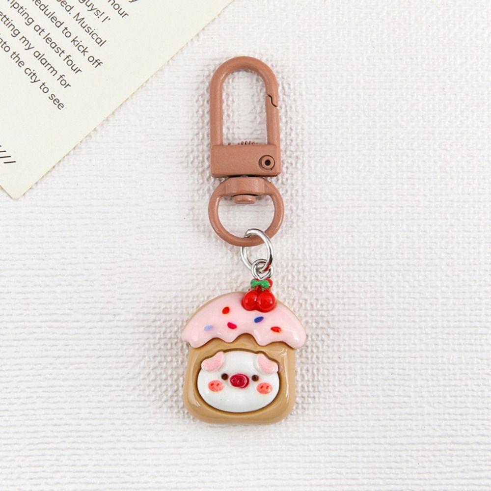 Resin Piggy Doll Keychain Creative Cartoon Doll Pendant Portable Pig Car Key Hanger Gift
