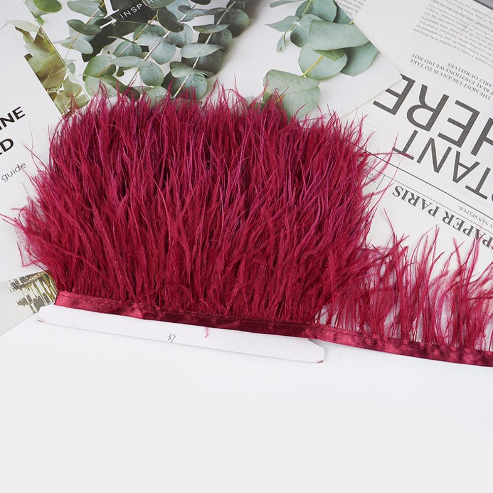 1 Meter Ribbon Tassel Natural Ostrich Feathers Sewing Decoration Fluffy Texture Feather Plumes Ribbon Selvage Apparel Fabric