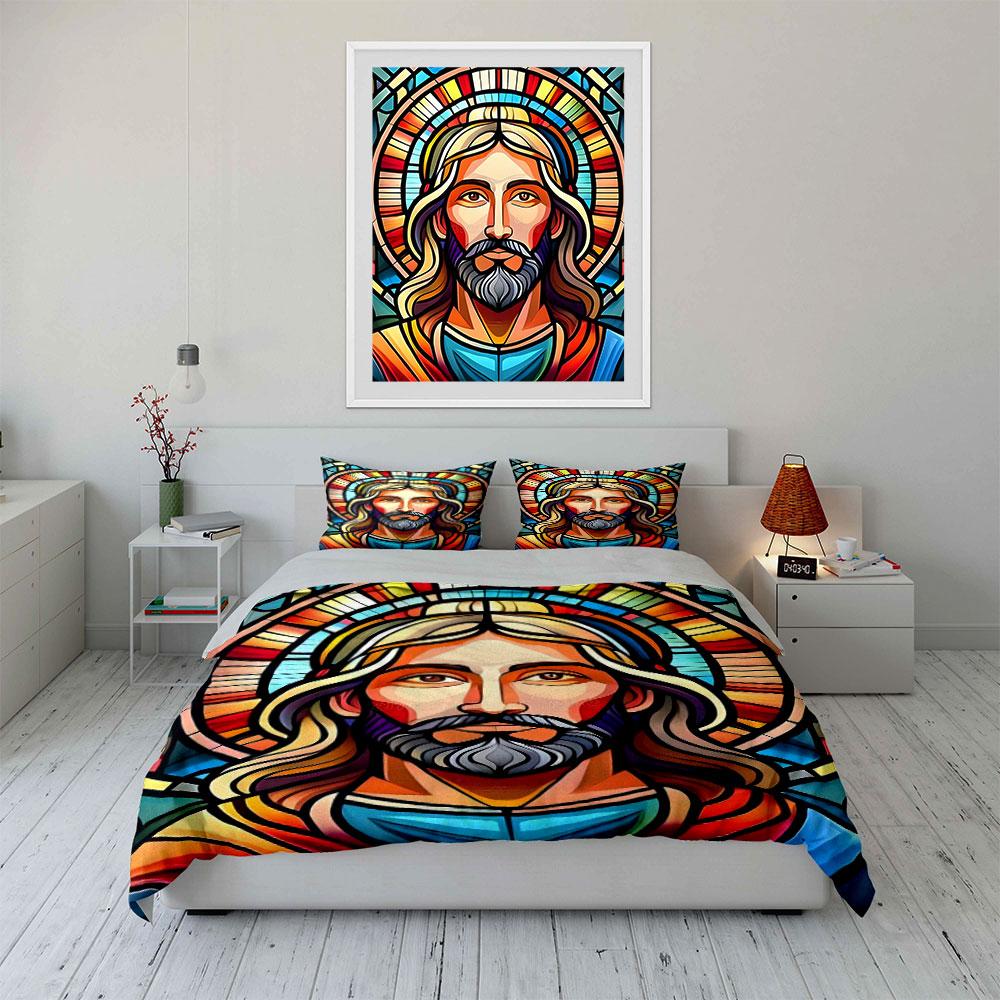 Colorful stained glass design. Bedding sets Duvet cover sets Duvet covers Pillowcases(1 * Duvet Cover 2 * Pillowcases without duvet insert)
